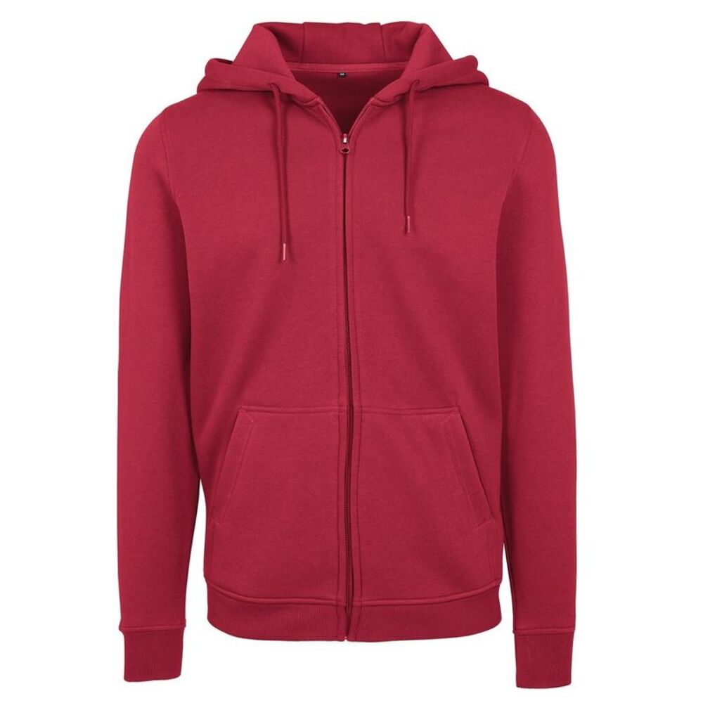 Build Your Brand Mens Heavy Zip Up Hoodie / Burgundy
